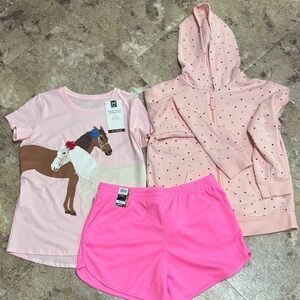 Girl’s 3 pc bundle - shorts, t-shirt & hoodie (size 14/16)